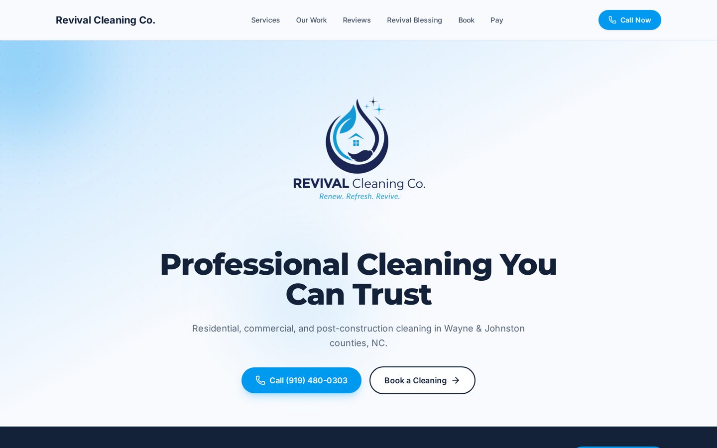 Revival Cleaning website designed by Shepherd Creative Co.
