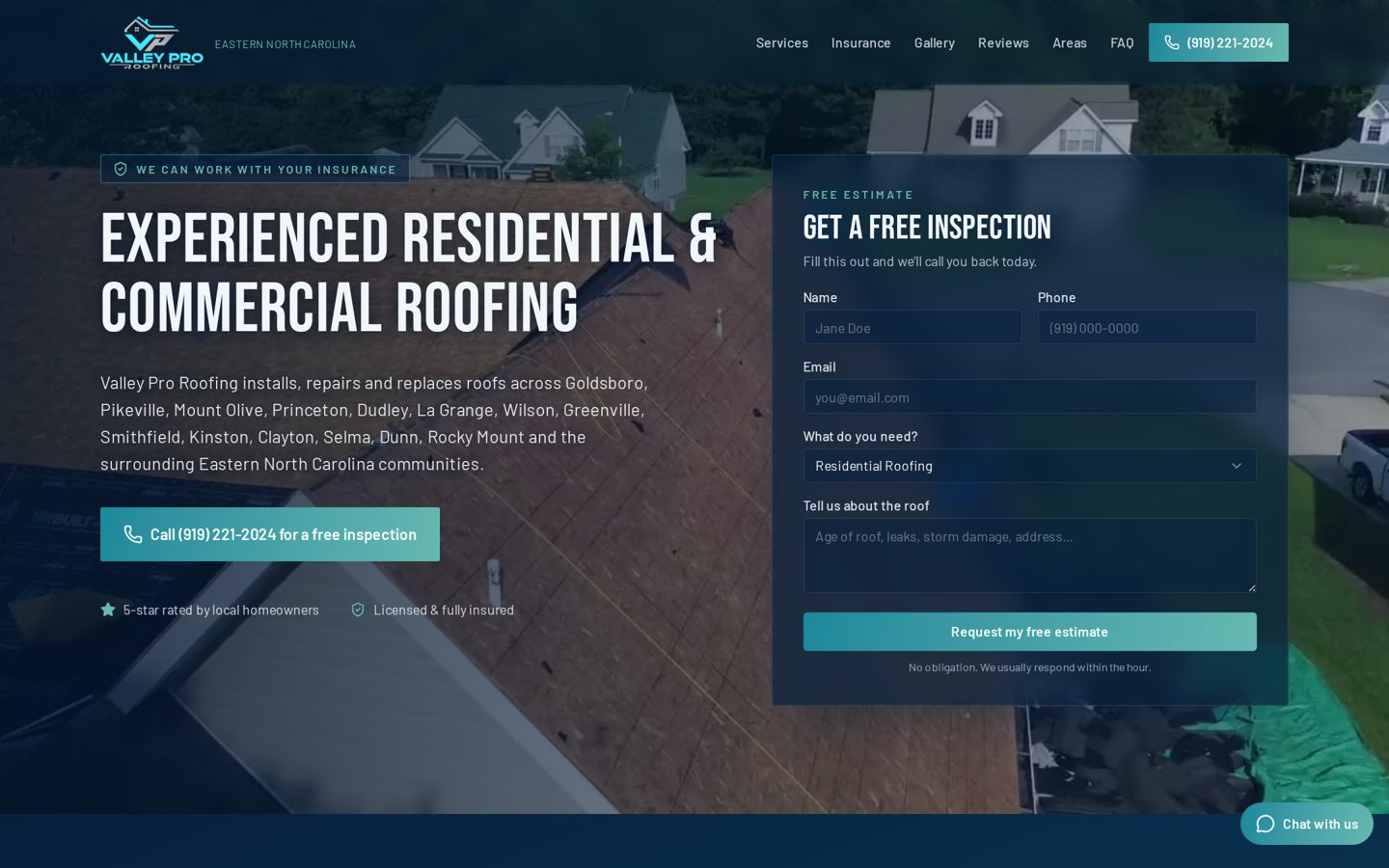 Valley Pro Roofing website designed by Shepherd Creative Co.